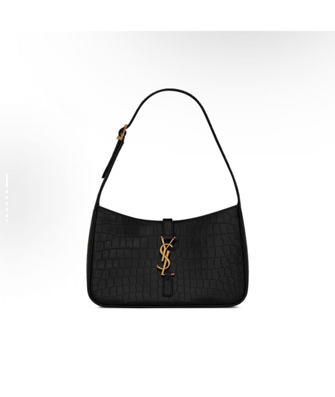 SAINT LAURENT Черная кожаная сумка с короткими ручками, фото 5