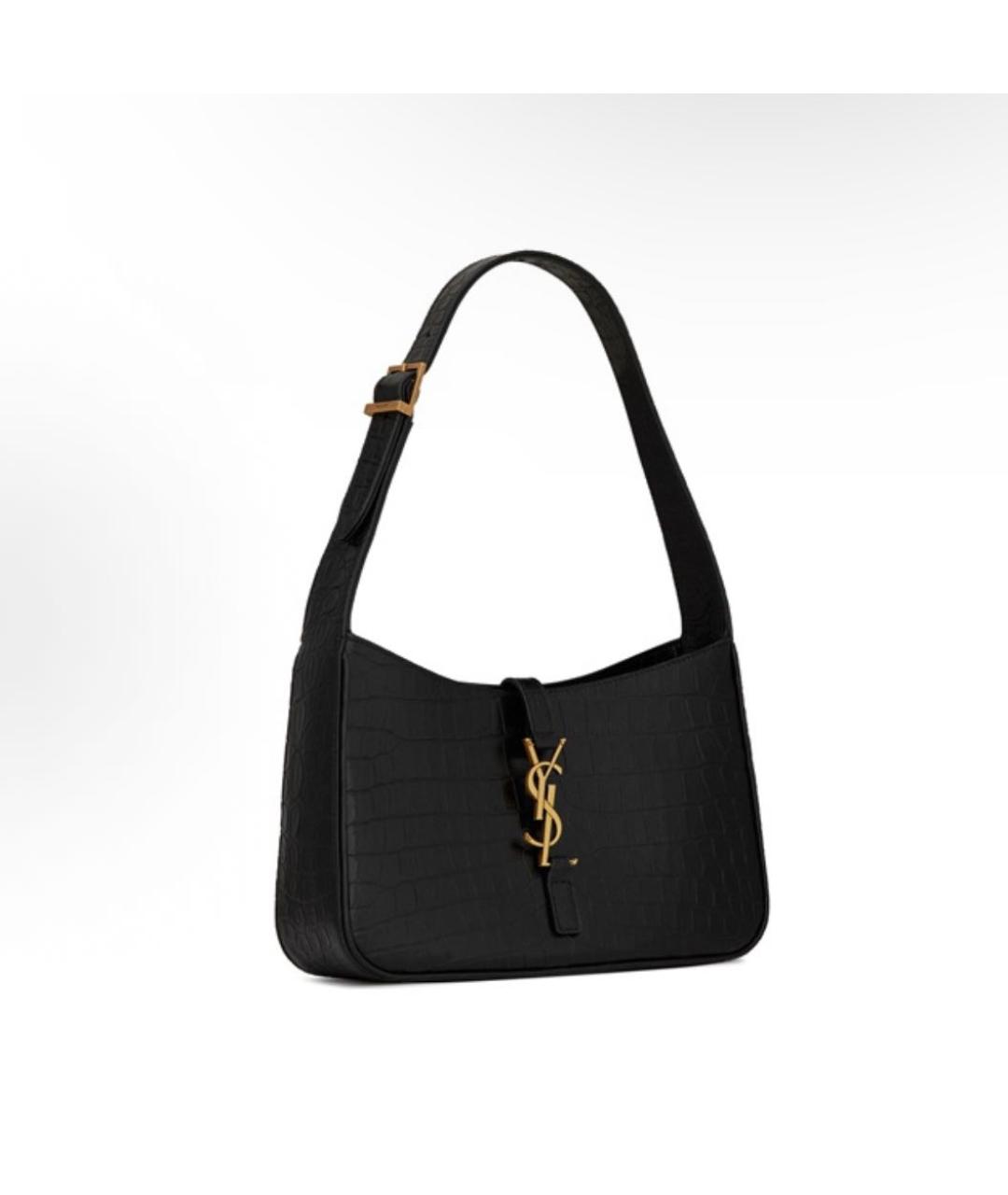 SAINT LAURENT Черная кожаная сумка с короткими ручками, фото 2
