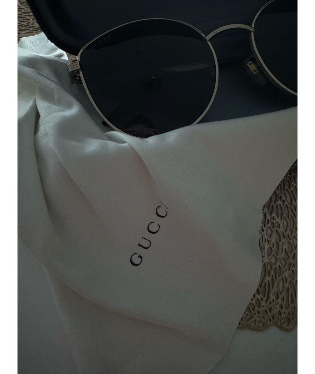 GUCCI Золотые металлические солнцезащитные очки, фото 4