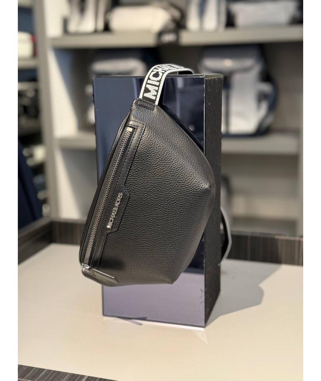 MICHAEL KORS Черная кожаная поясная сумка, фото 3