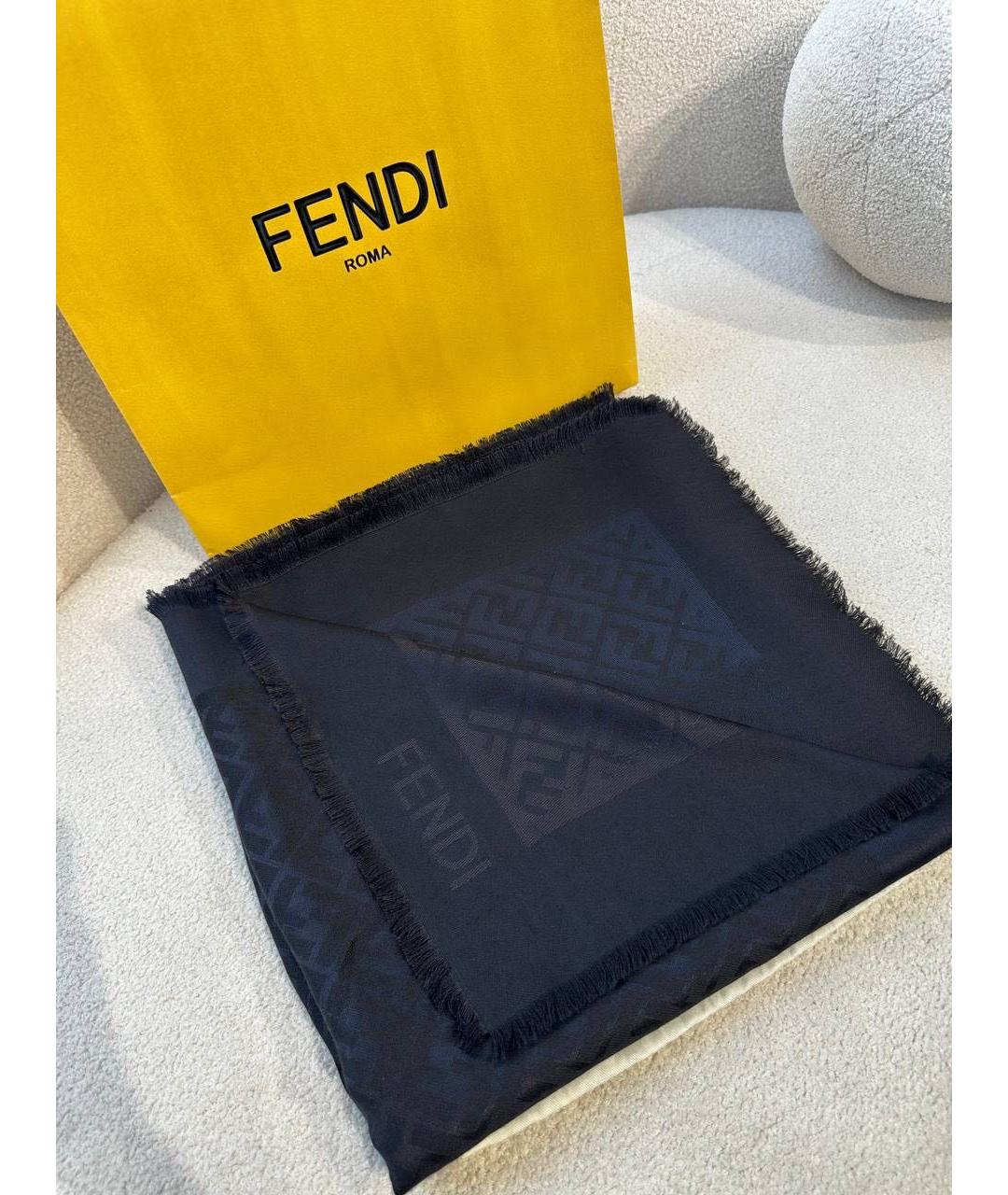 FENDI Черный хлопковый платок, фото 3