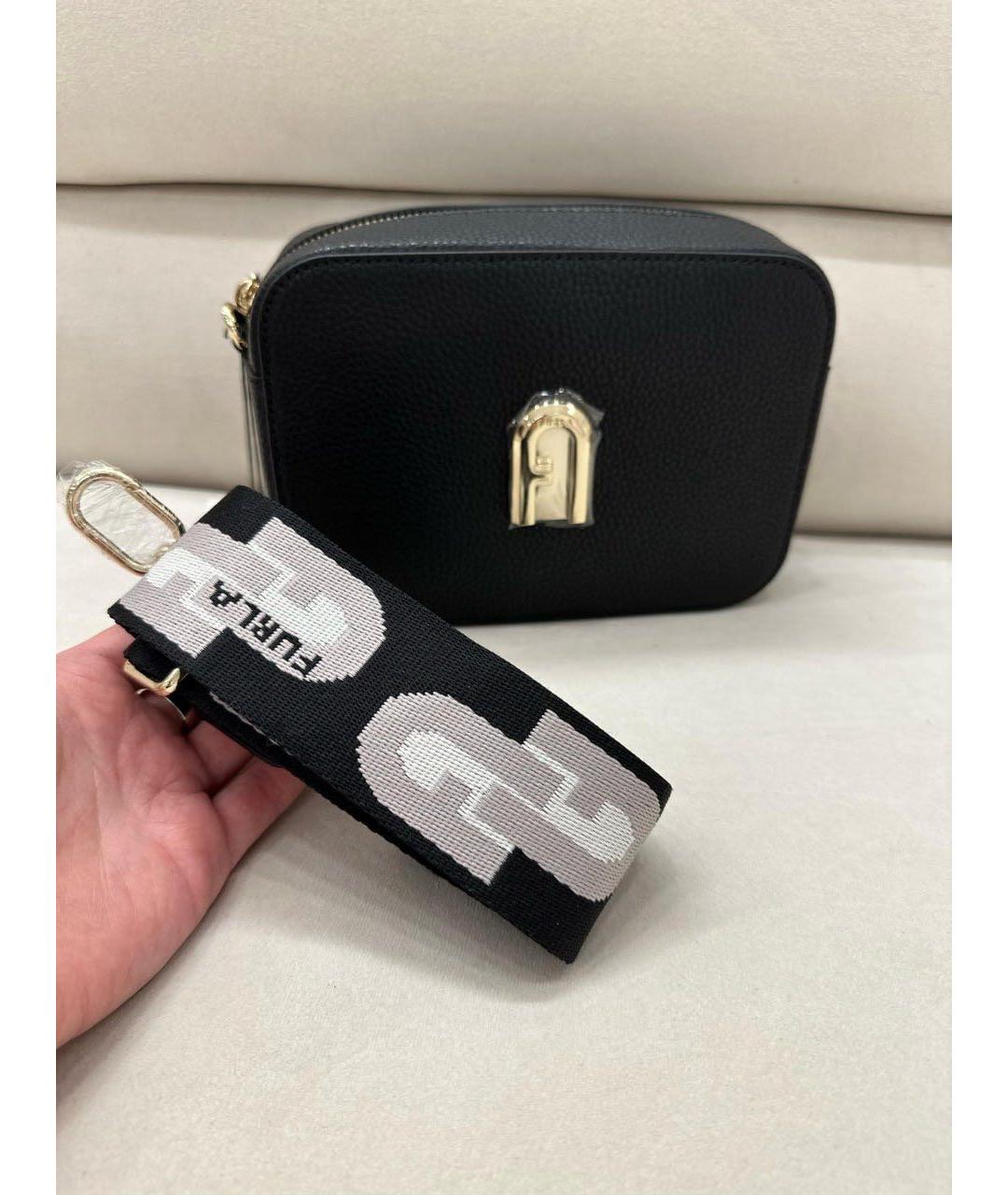 FURLA Черная кожаная сумка через плечо, фото 4