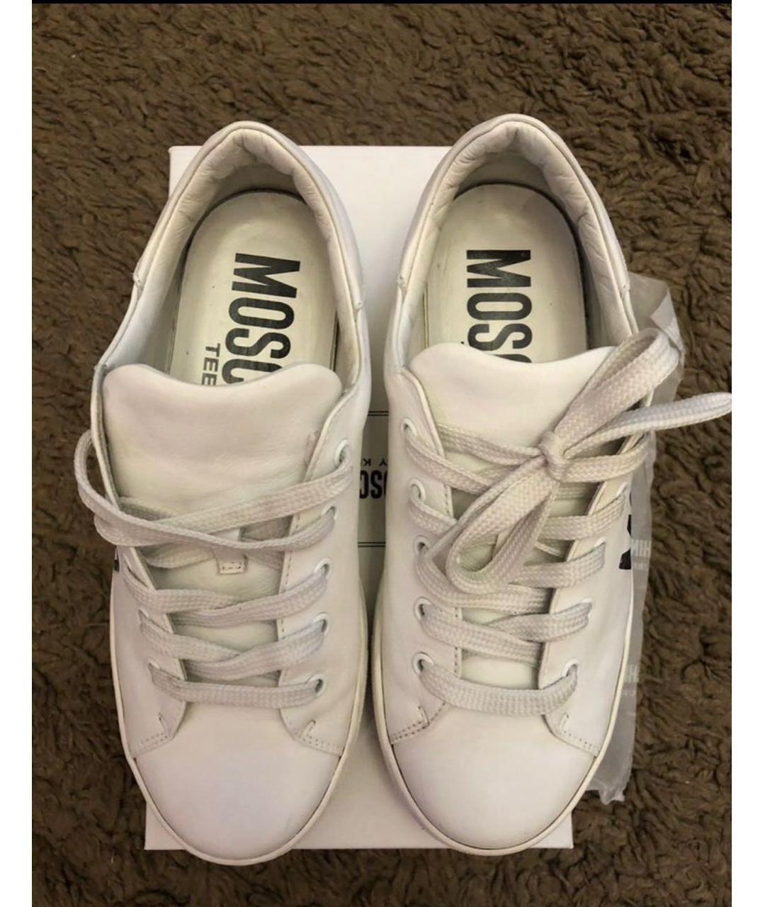 MOSCHINO Белые кожаные кеды, фото 2