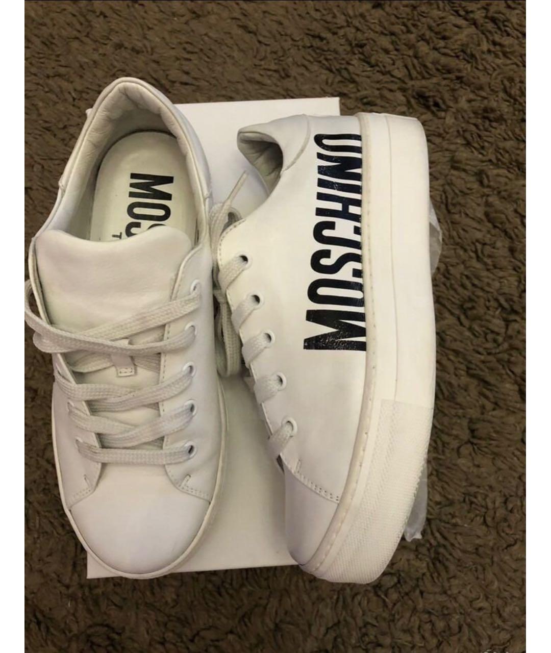 MOSCHINO Белые кожаные кеды, фото 3