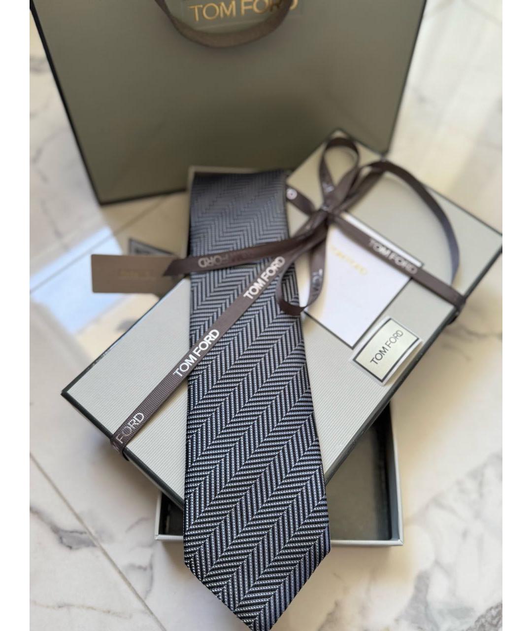 TOM FORD Голубой шелковый галстук, фото 8