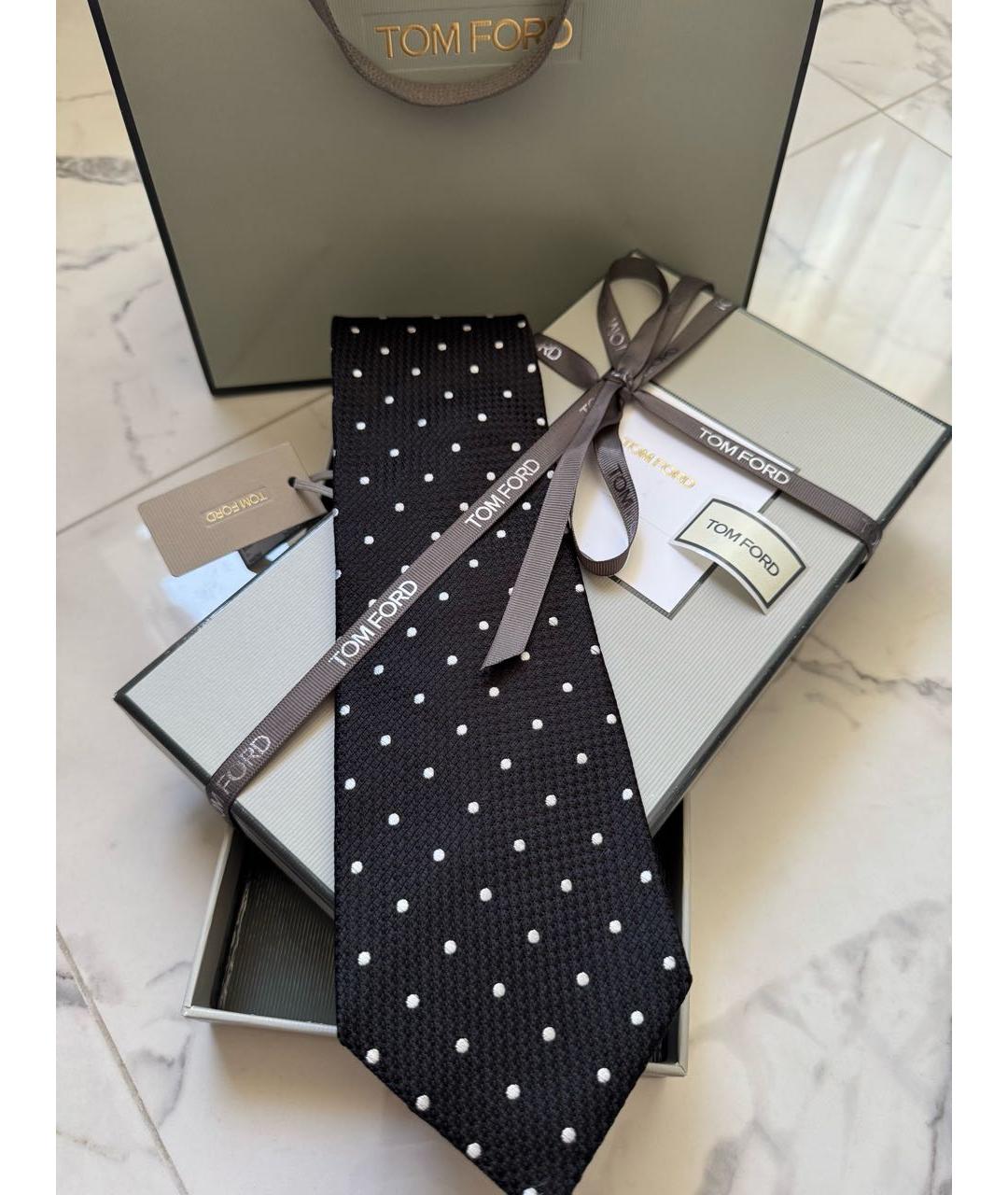TOM FORD Черный шелковый галстук, фото 7