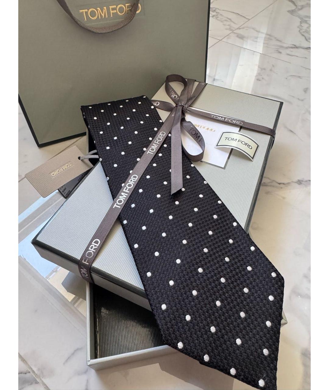 TOM FORD Черный шелковый галстук, фото 5