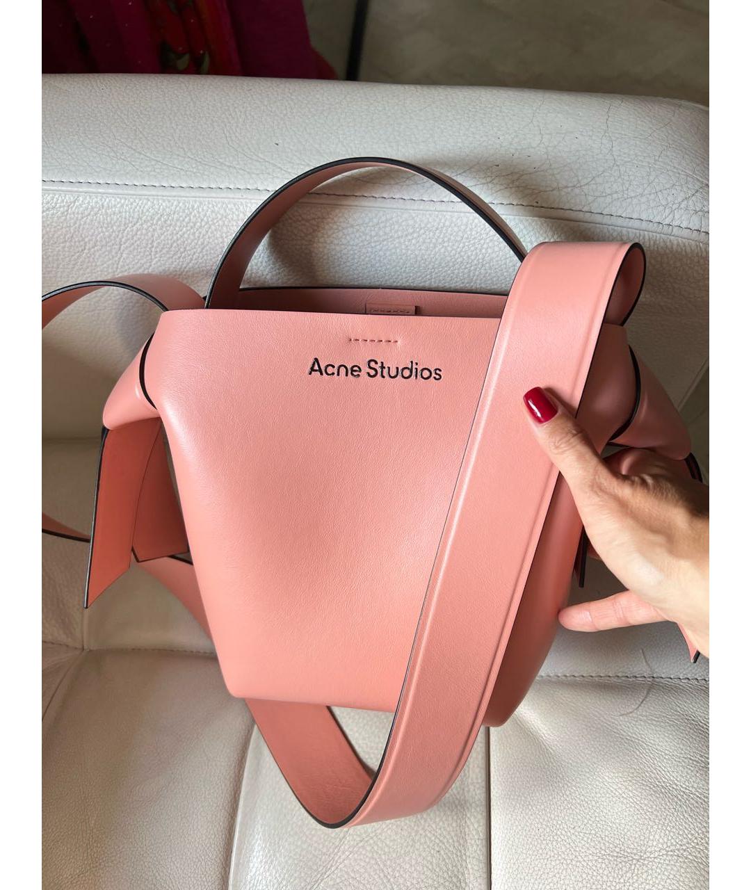 ACNE STUDIOS Коралловая кожаная сумка через плечо, фото 7