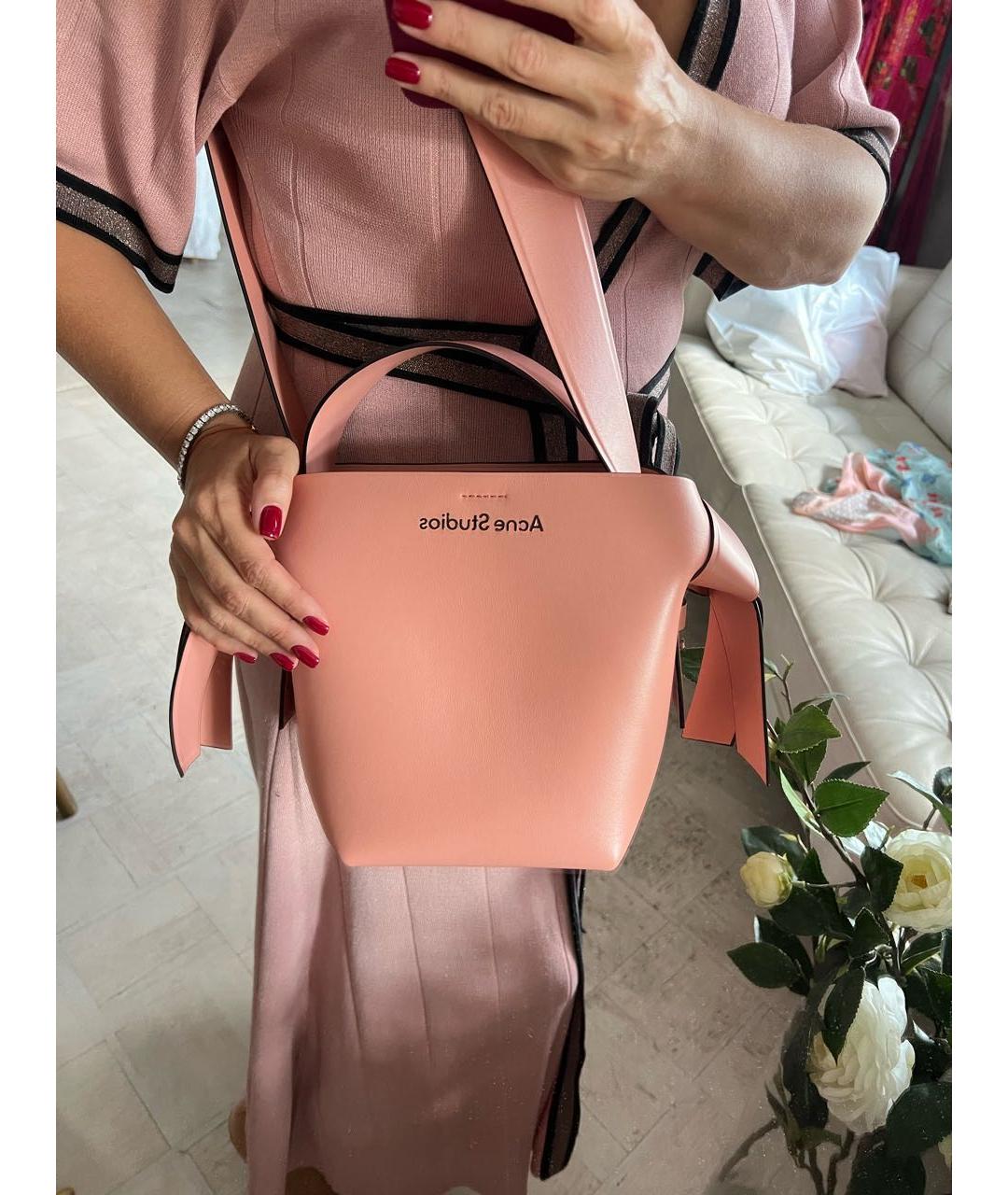 ACNE STUDIOS Коралловая кожаная сумка через плечо, фото 4