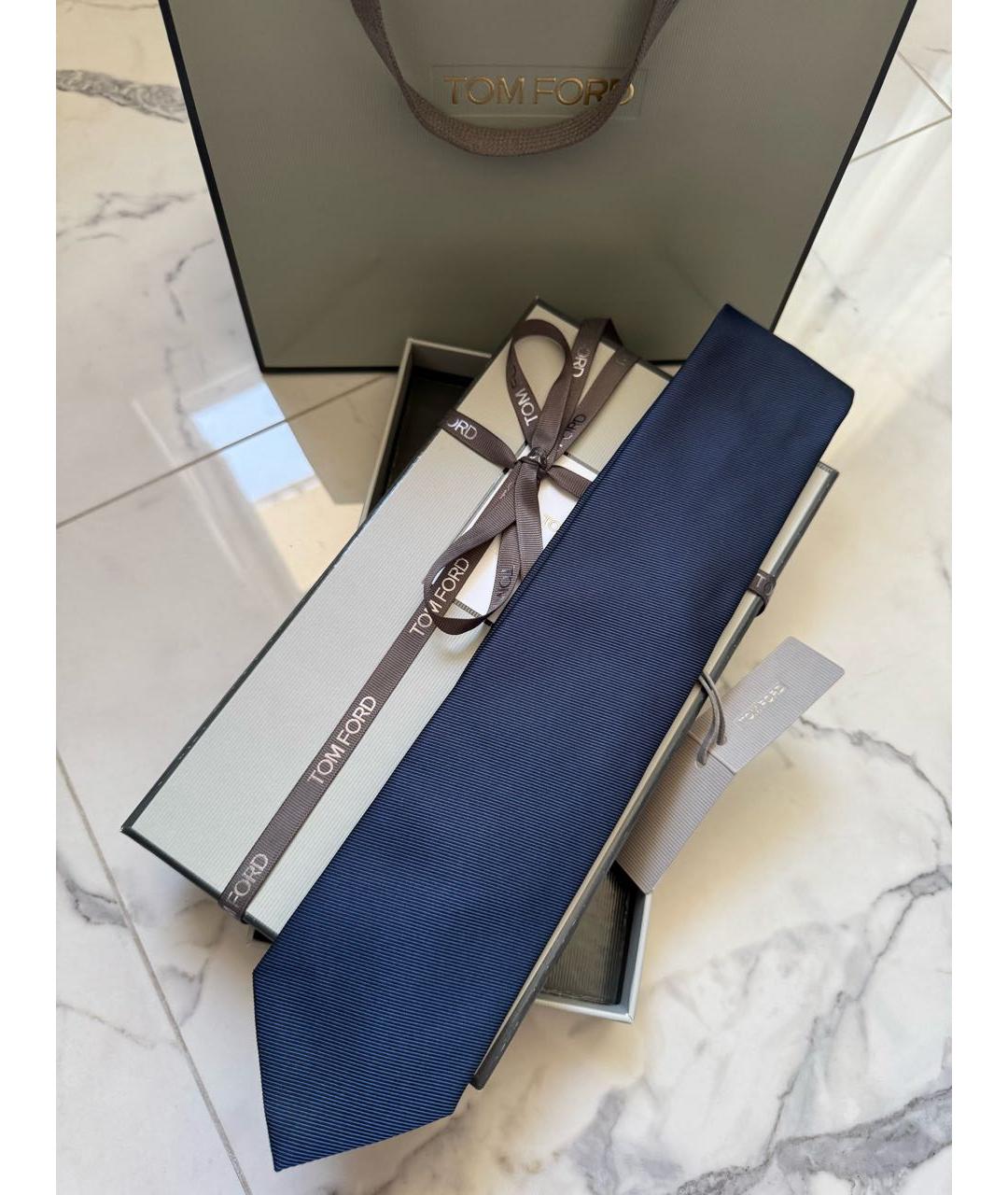 TOM FORD Синий шелковый галстук, фото 2