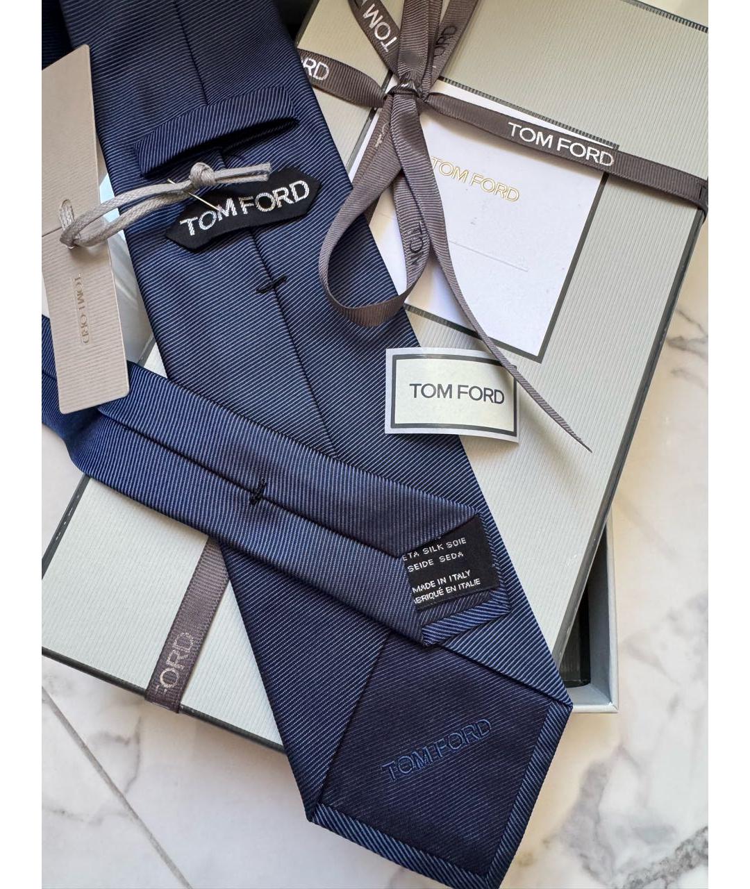 TOM FORD Синий шелковый галстук, фото 5