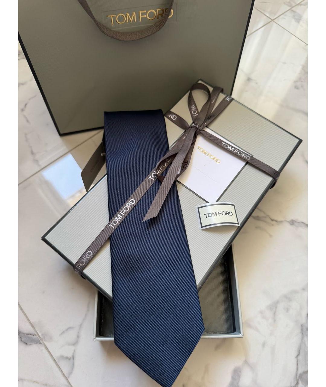 TOM FORD Синий шелковый галстук, фото 6