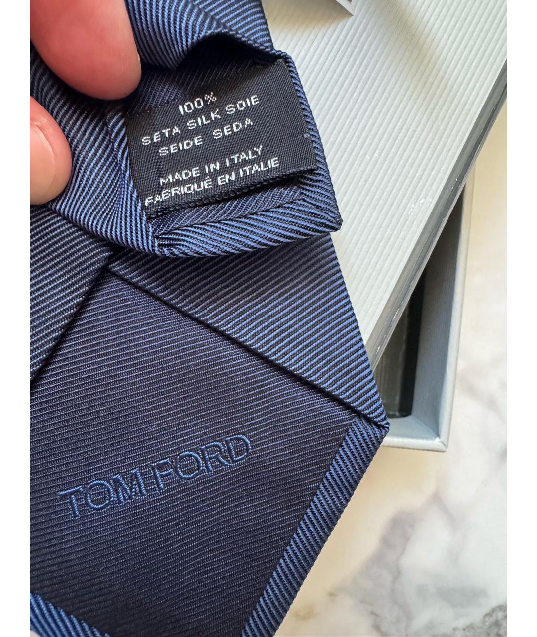 TOM FORD Синий шелковый галстук, фото 4