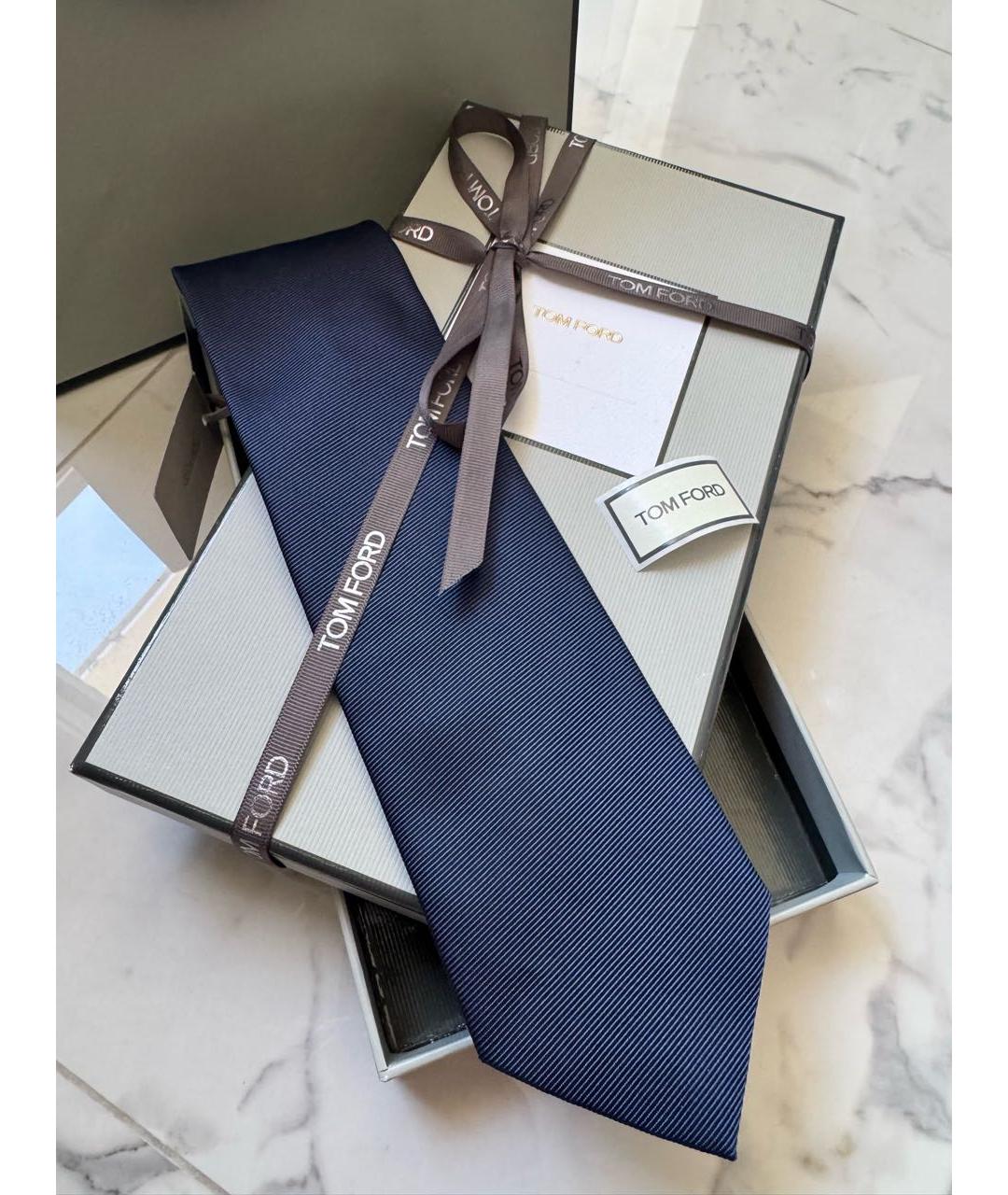 TOM FORD Синий шелковый галстук, фото 3