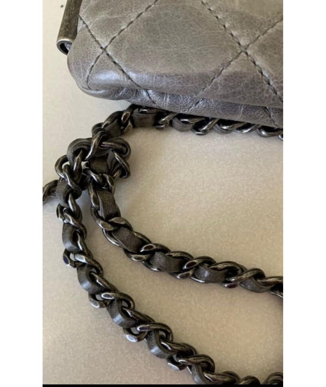 CHANEL Серая кожаная сумка через плечо, фото 6