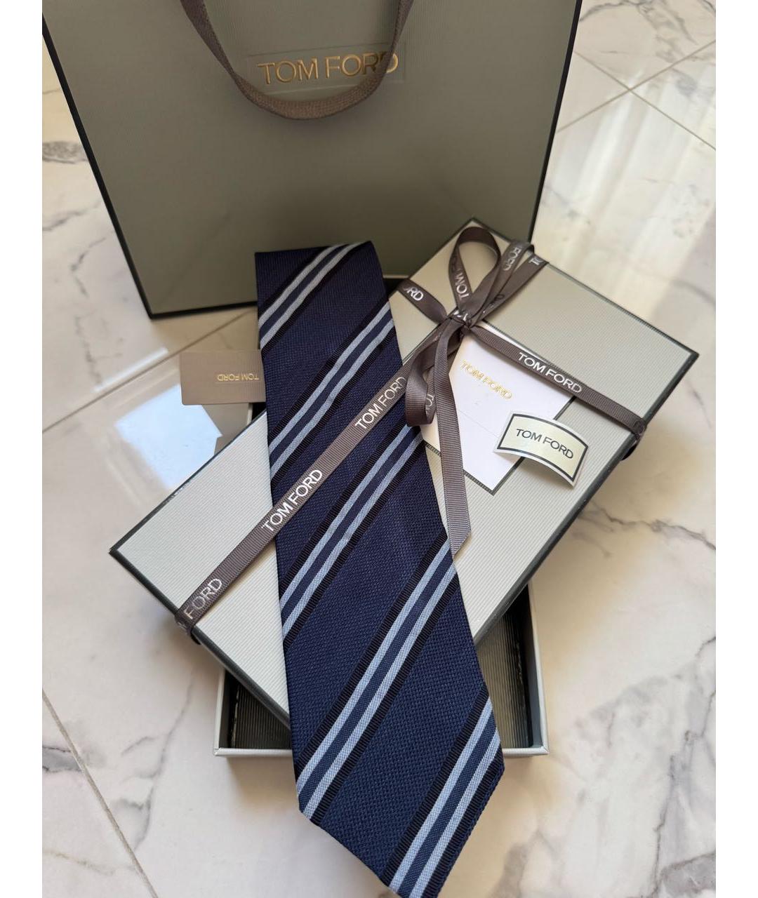 TOM FORD Синий шелковый галстук, фото 6