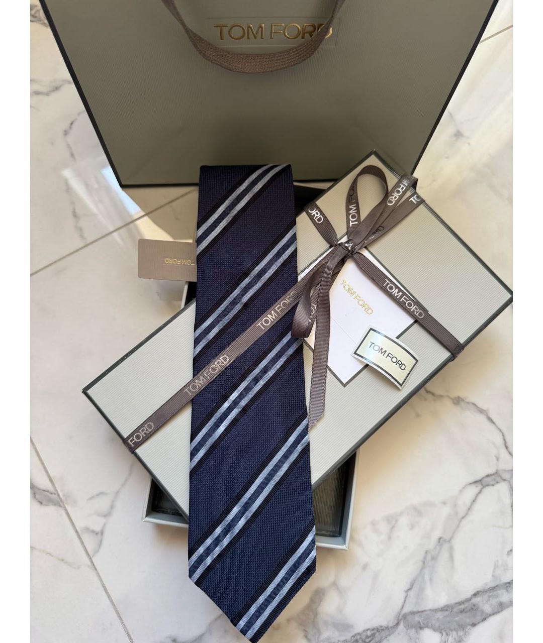 TOM FORD Синий шелковый галстук, фото 7