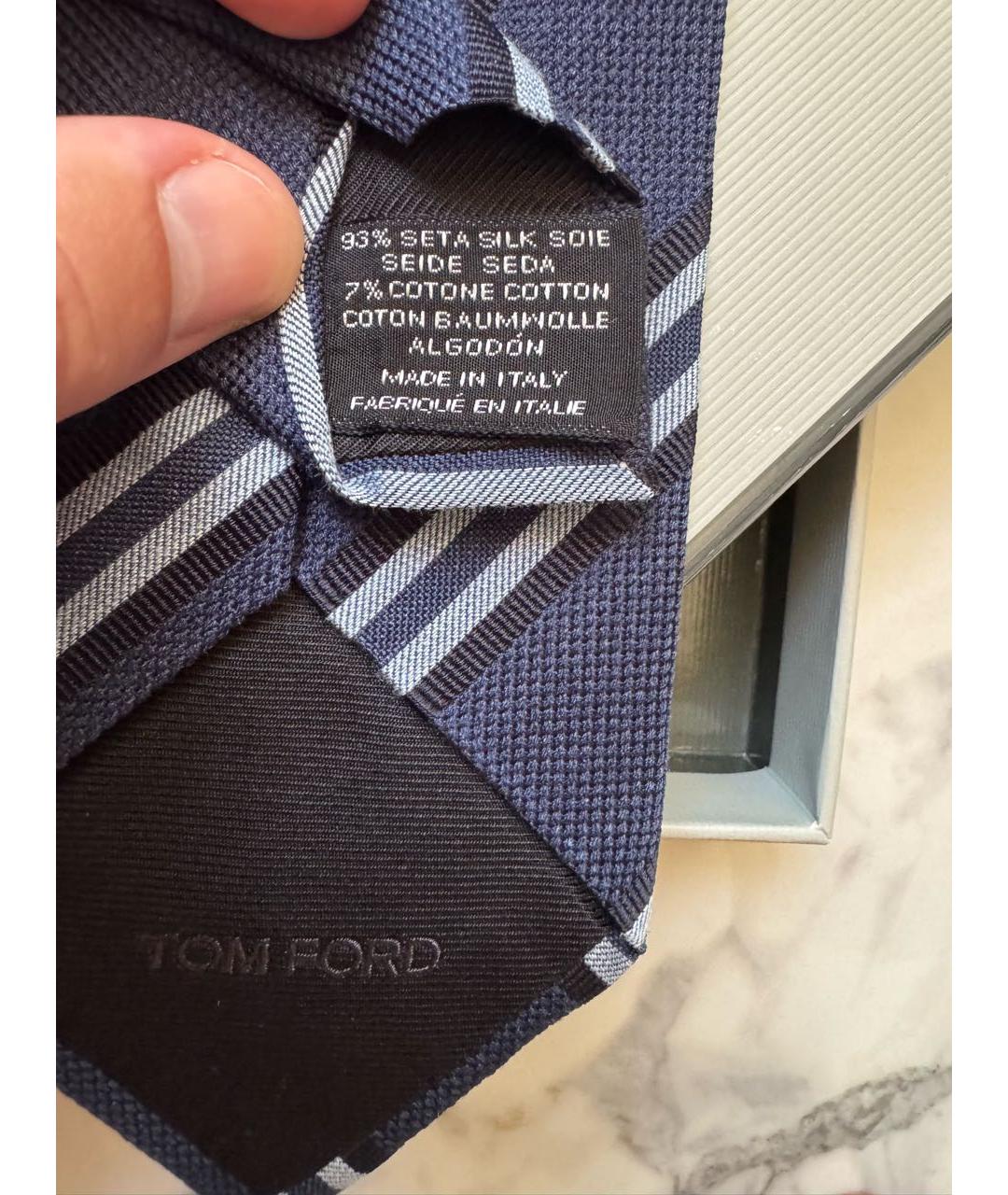 TOM FORD Синий шелковый галстук, фото 4