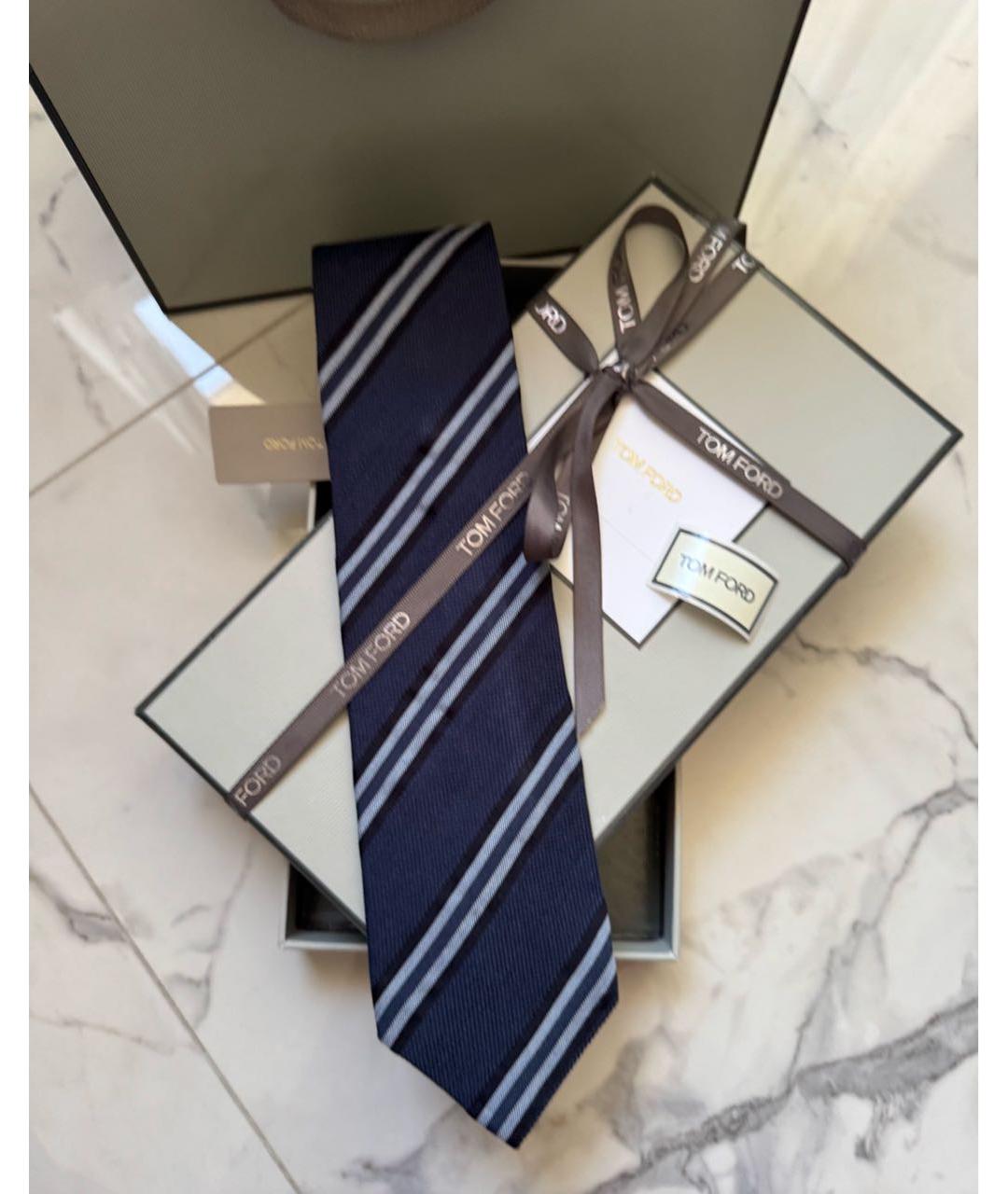 TOM FORD Синий шелковый галстук, фото 8