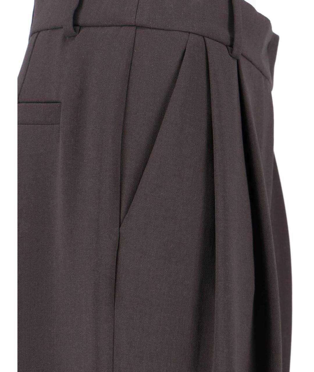 GIORGIO ARMANI Коричневые шерстяные прямые брюки, фото 4
