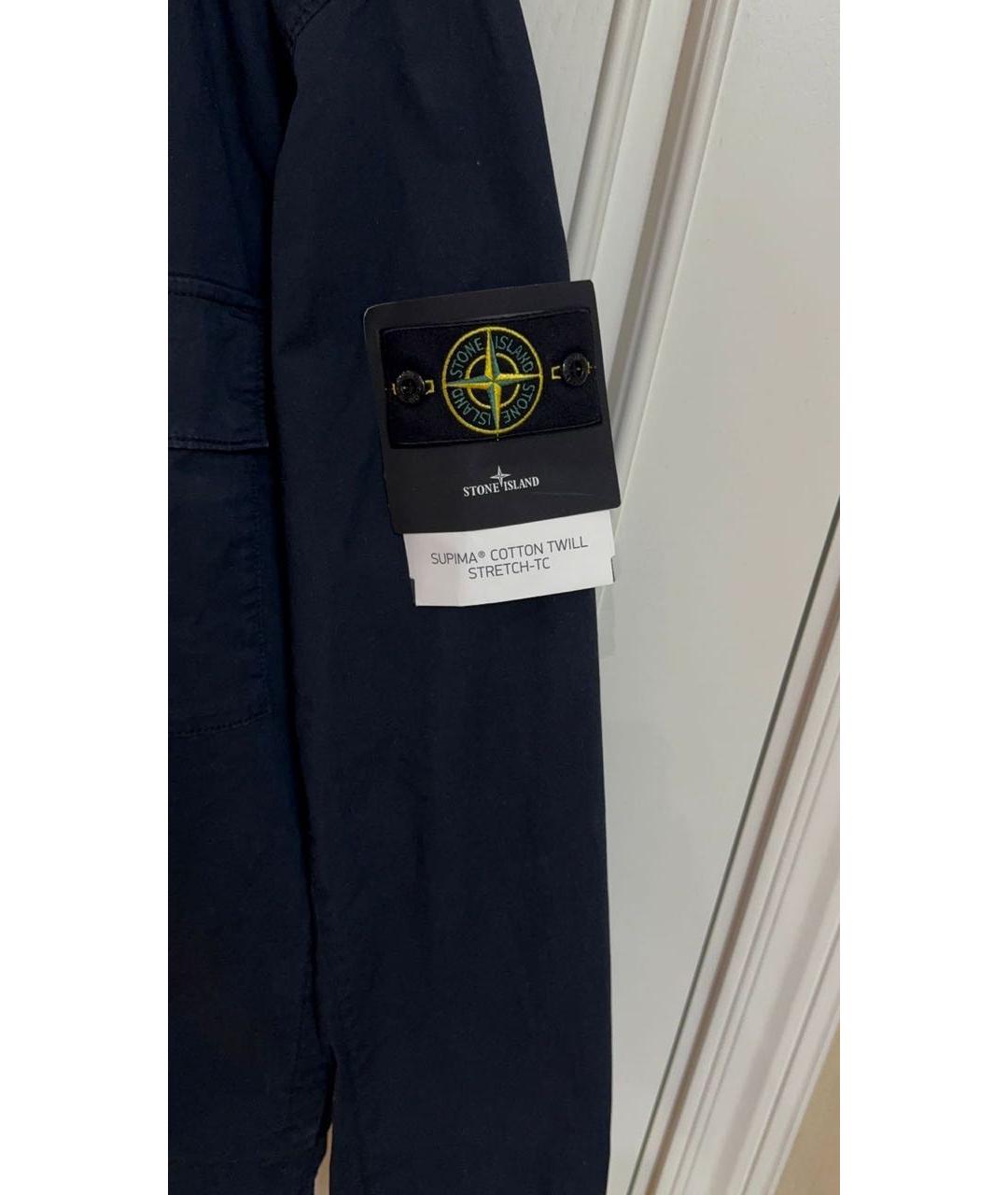 STONE ISLAND Темно-синяя хлопковая куртка, фото 4