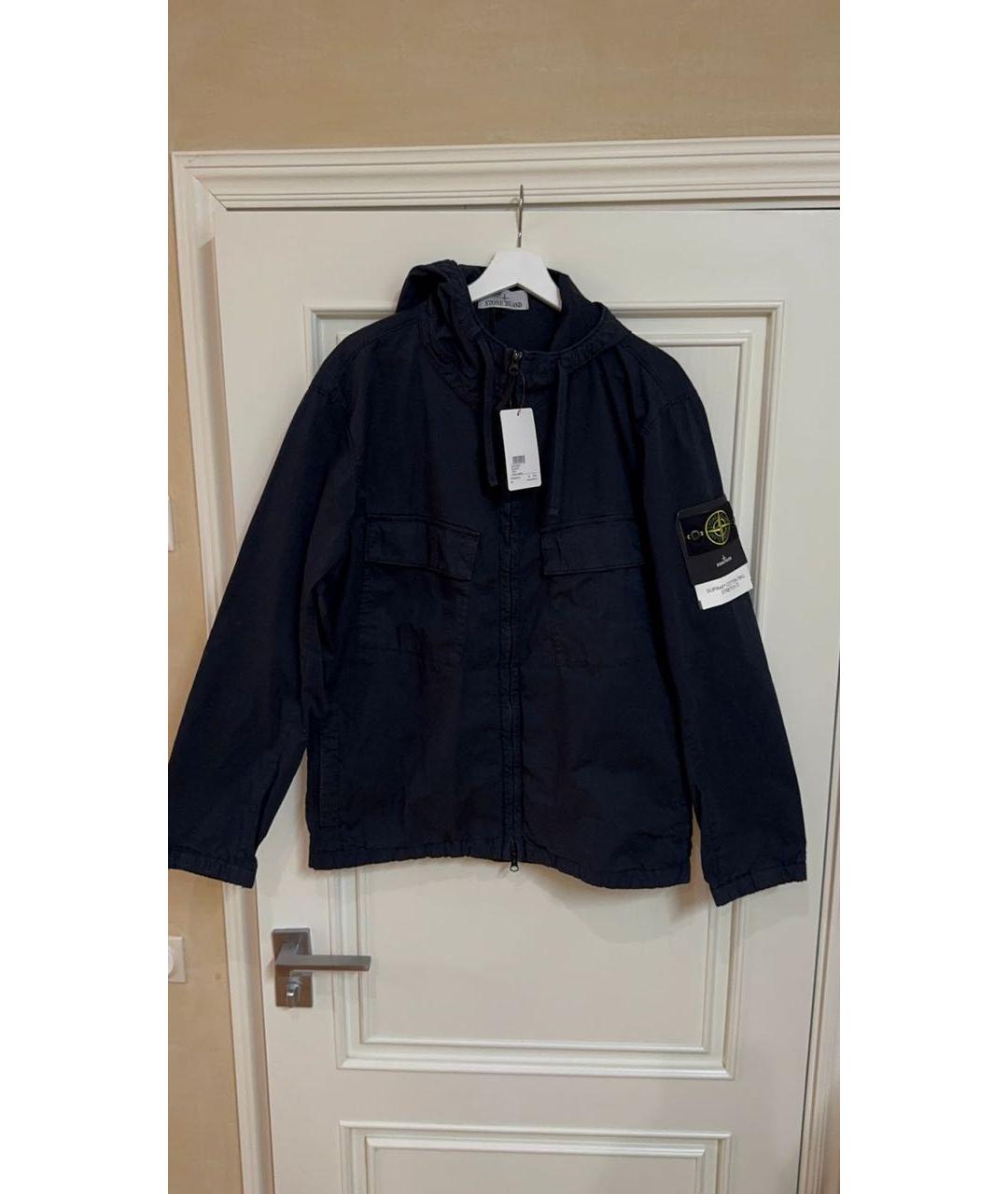 STONE ISLAND Темно-синяя хлопковая куртка, фото 2