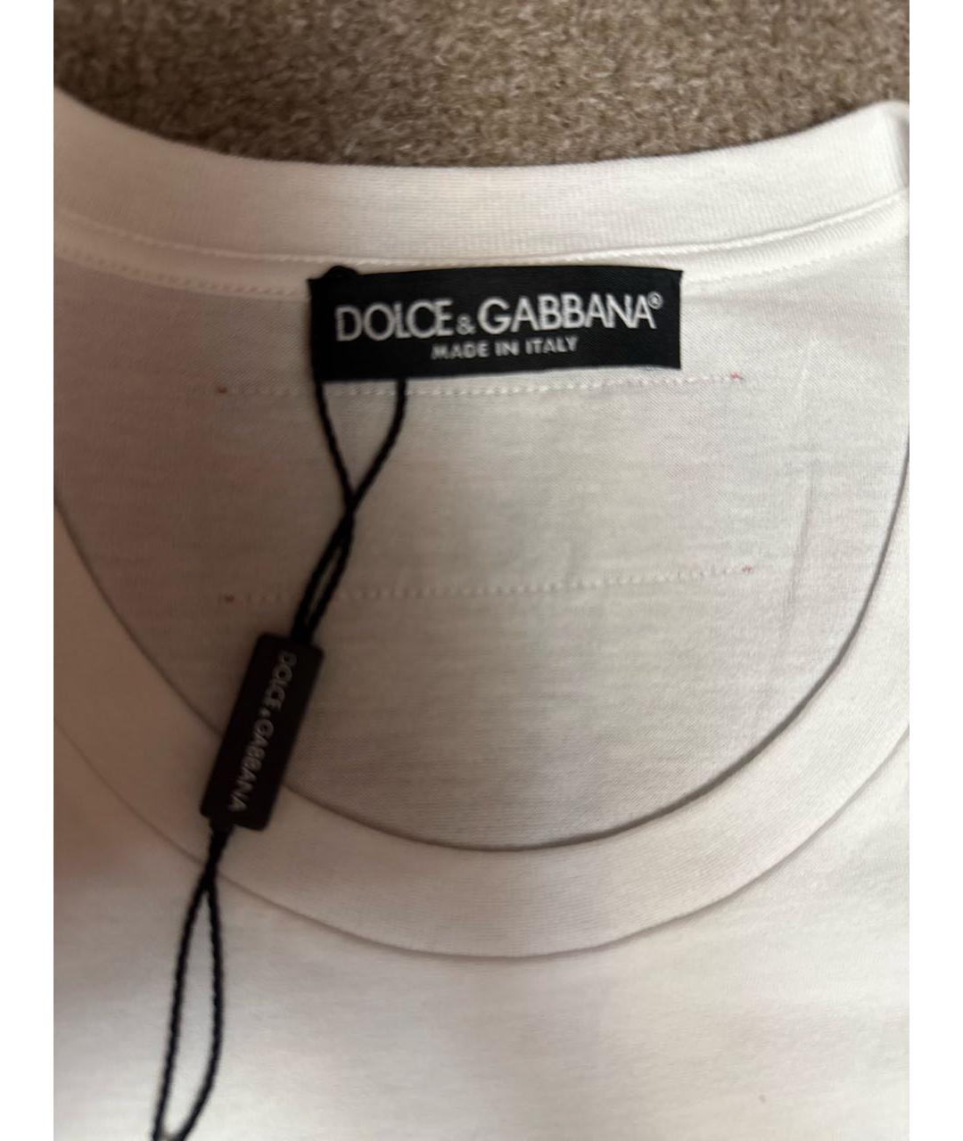 DOLCE&GABBANA Белая хлопковая футболка, фото 4