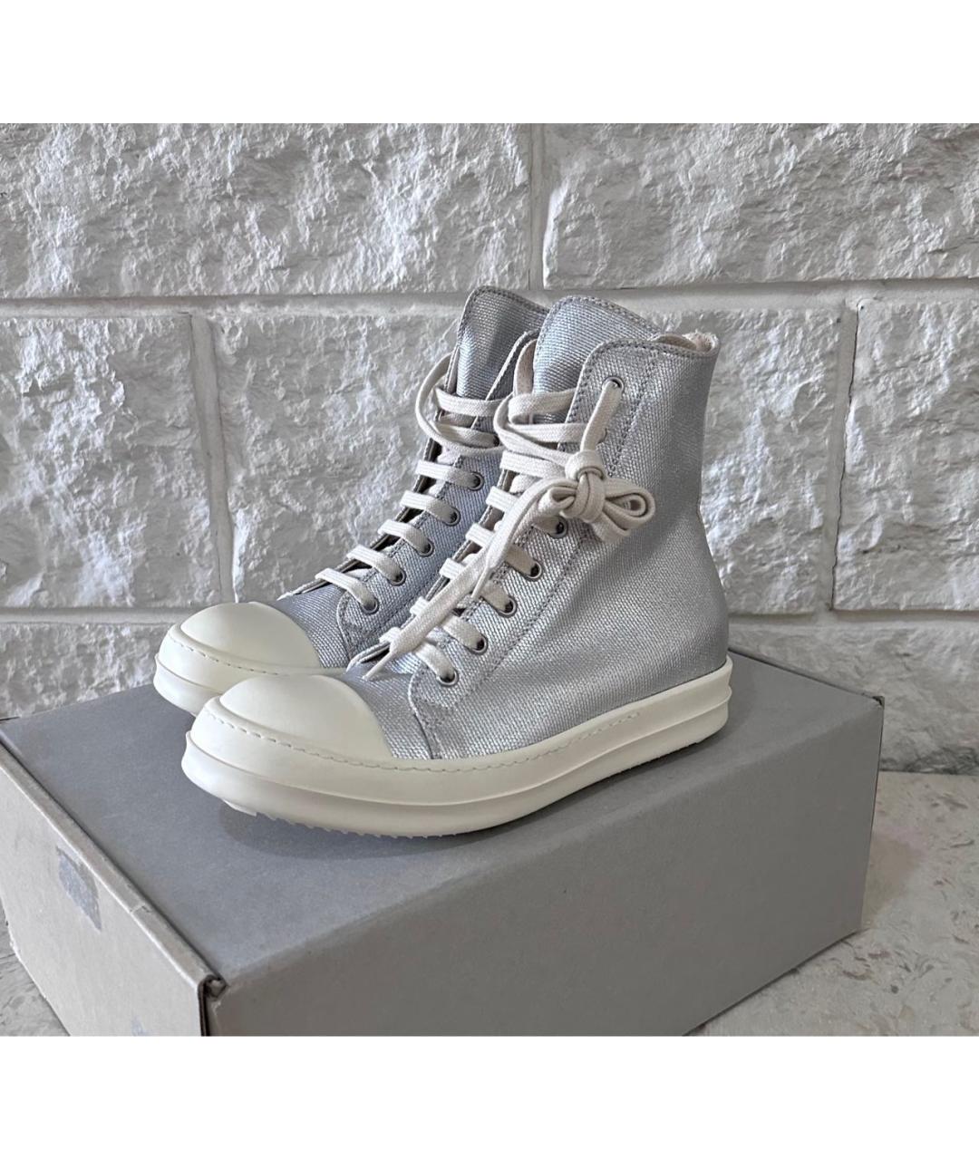 RICK OWENS DRKSHDW Серебряные кеды, фото 2