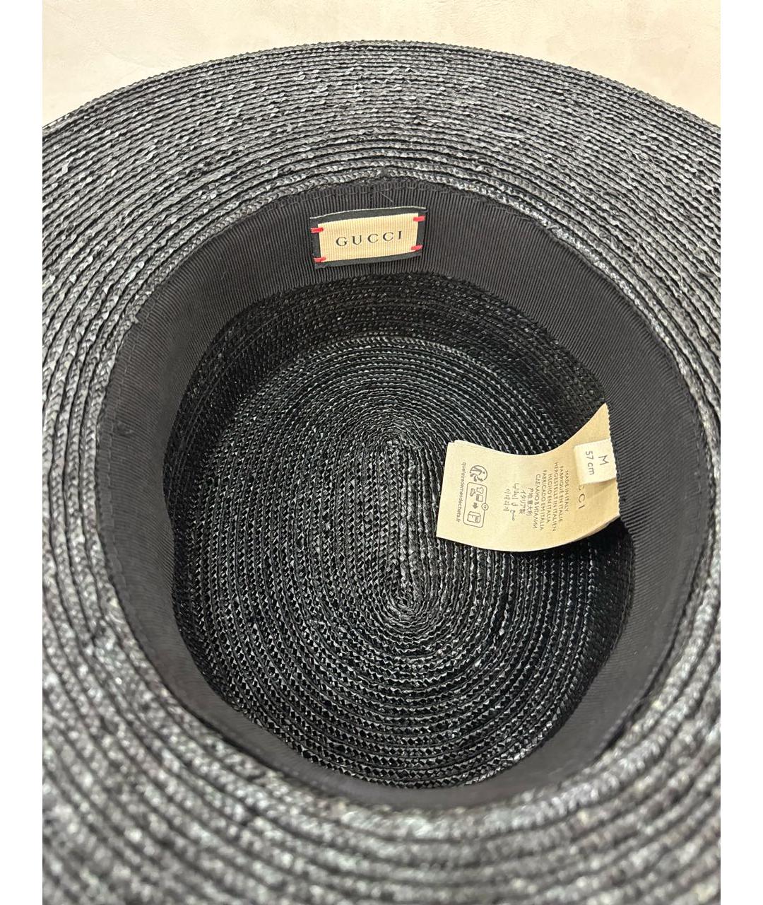 GUCCI Черная соломенная шляпа, фото 4