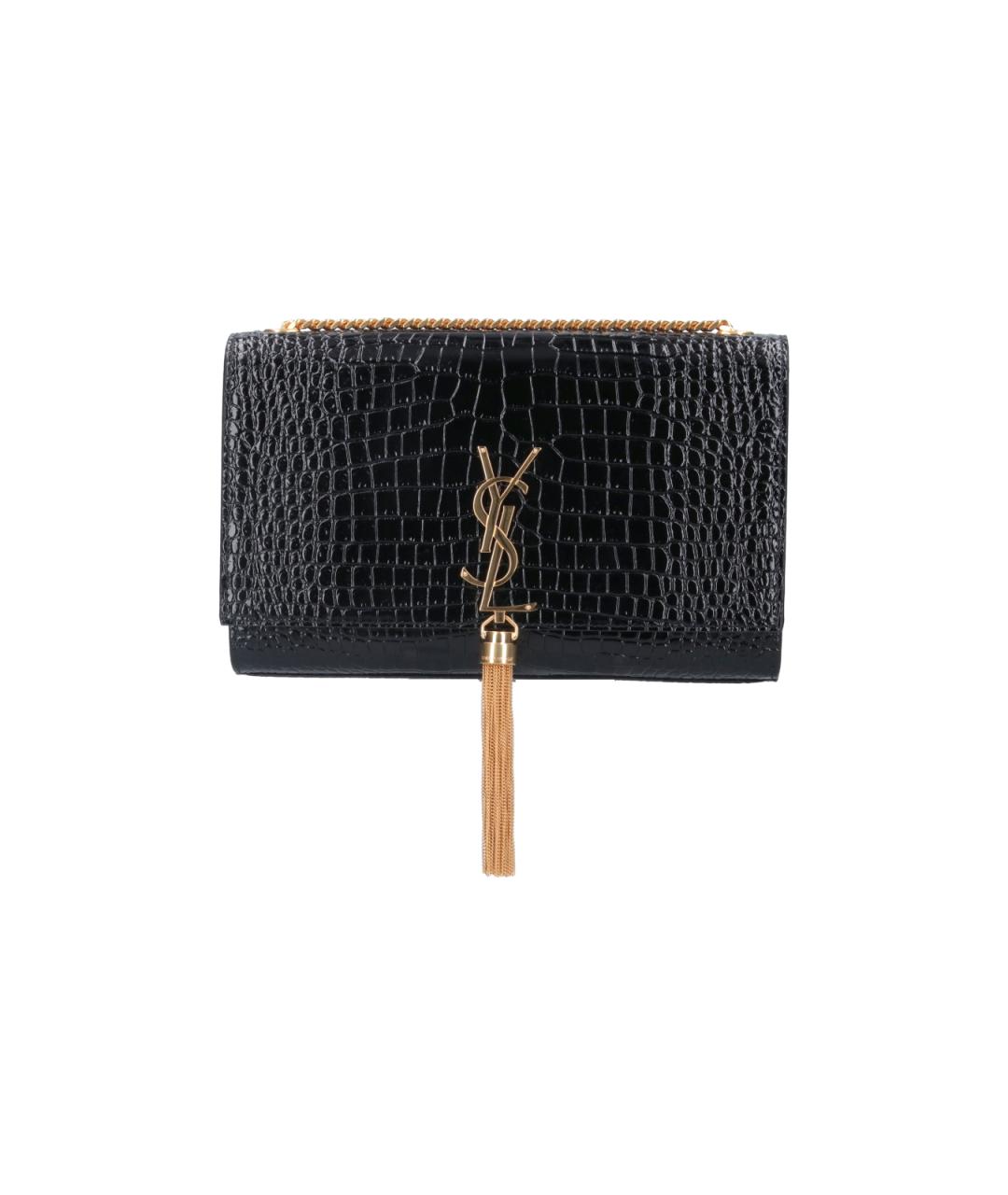 SAINT LAURENT Черная сумка через плечо из лакированной кожи, фото 1