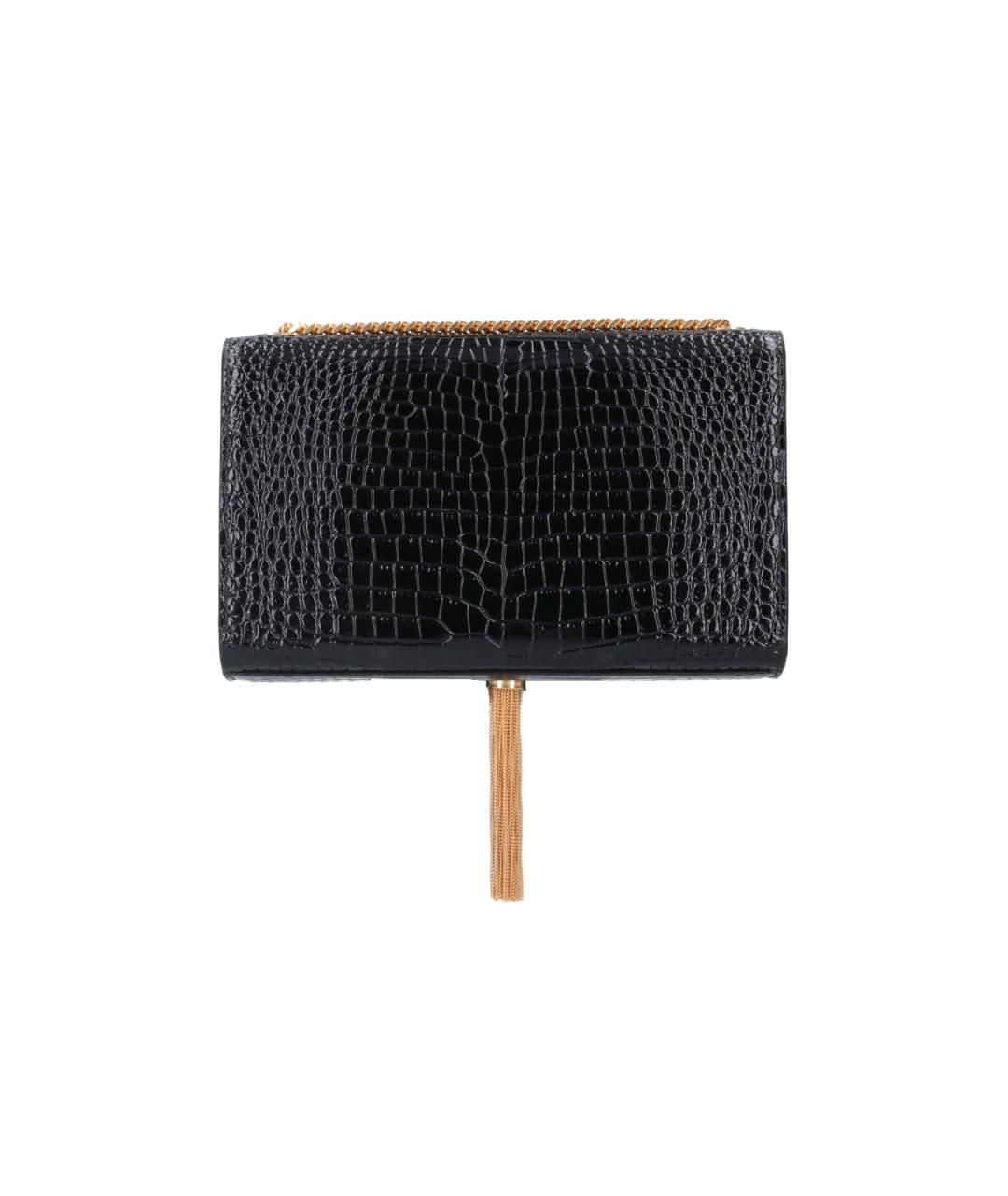 SAINT LAURENT Черная сумка через плечо из лакированной кожи, фото 3