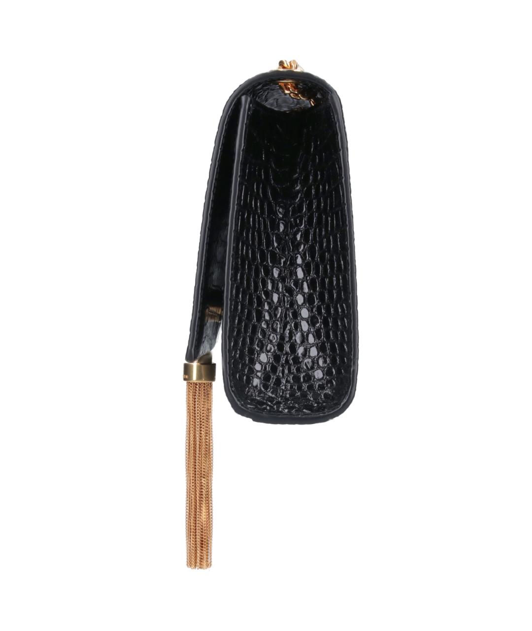 SAINT LAURENT Черная сумка через плечо из лакированной кожи, фото 5