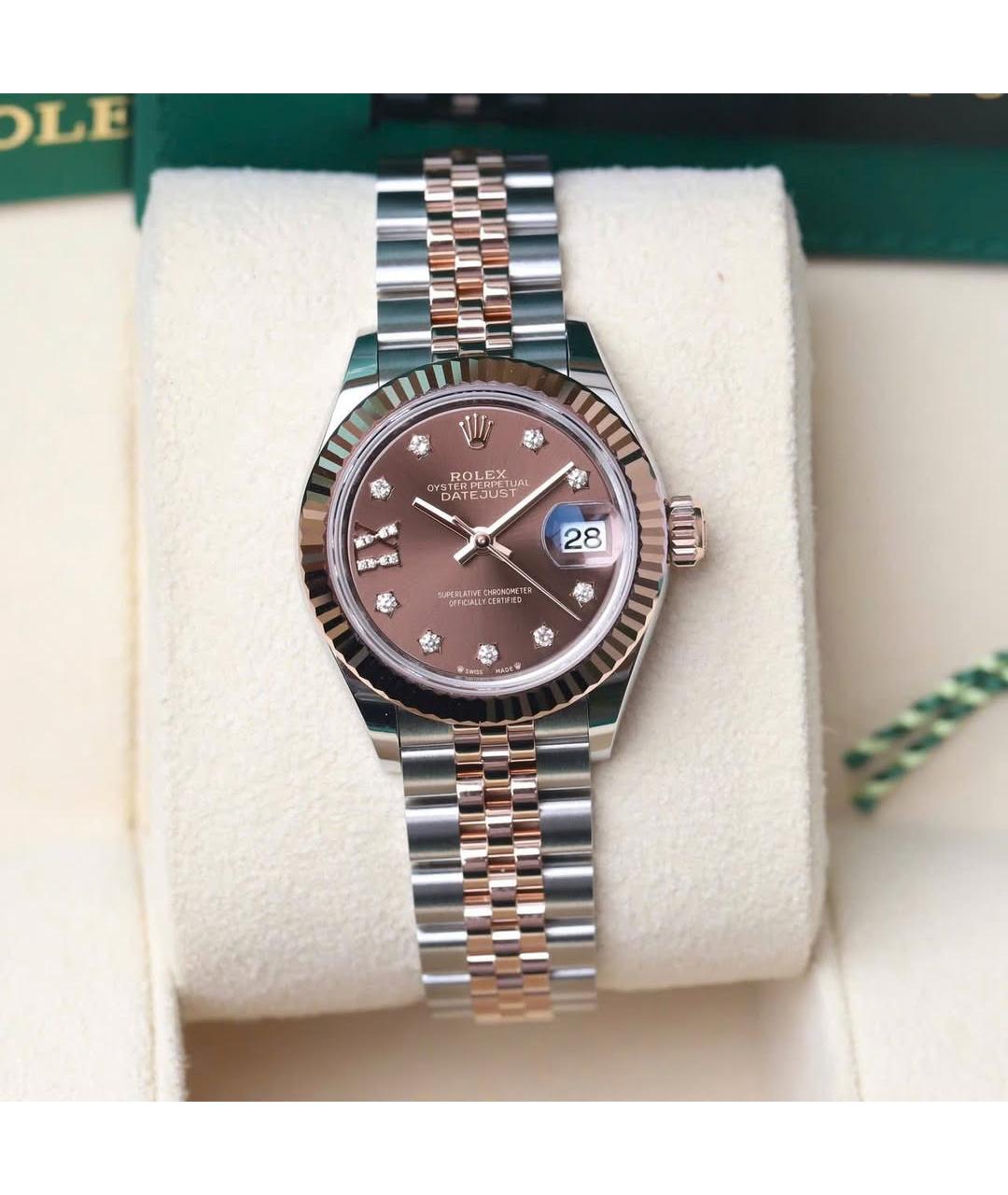 ROLEX Коричневые часы из розового золота, фото 3