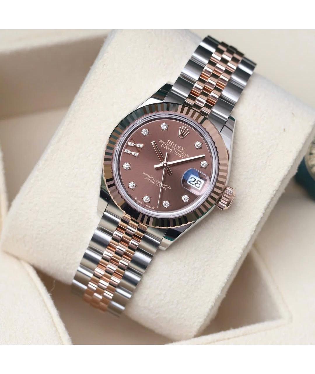 ROLEX Коричневые часы из розового золота, фото 5