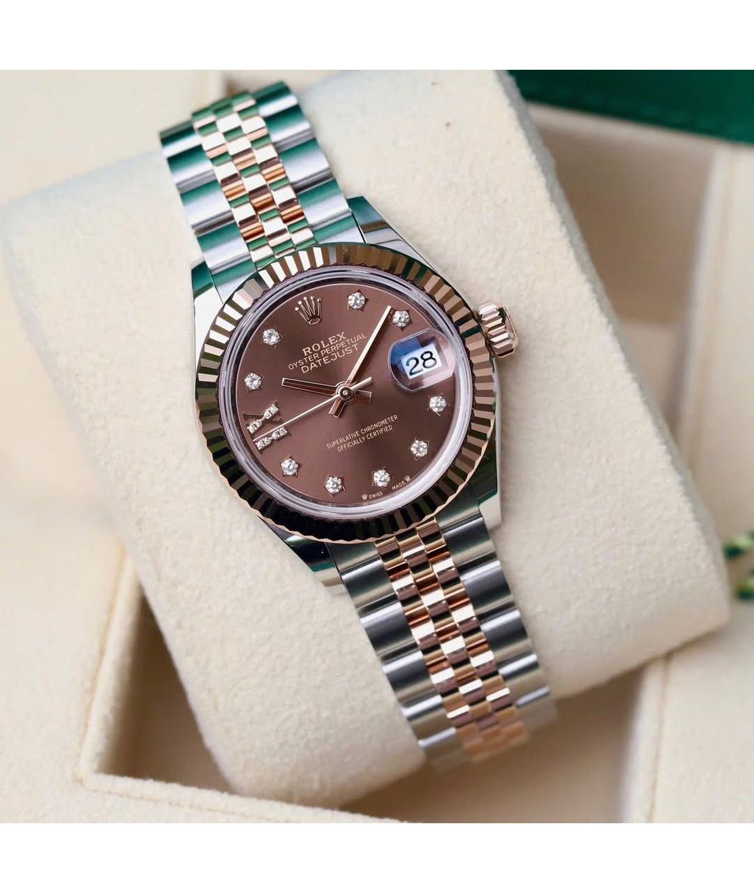 ROLEX Коричневые часы из розового золота, фото 2