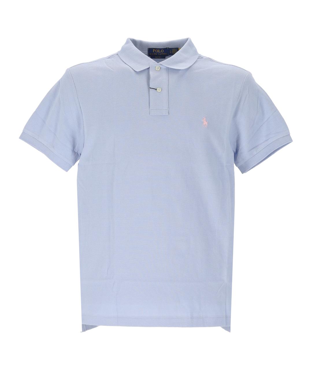 POLO RALPH LAUREN Голубое хлопковое поло с коротким рукавом, фото 1