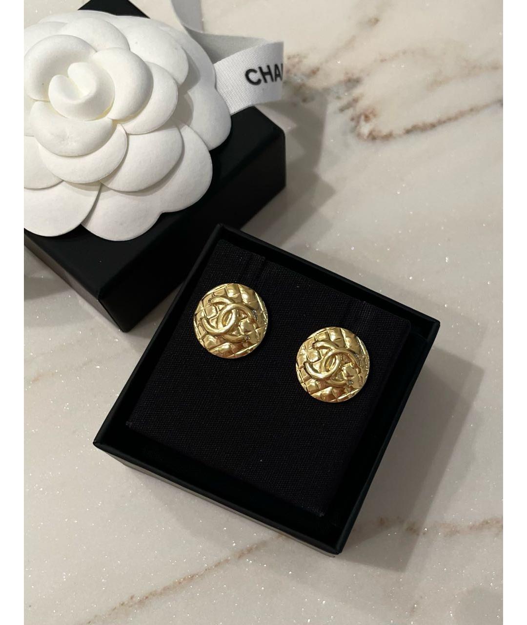 CHANEL Золотые металлические серьги, фото 2