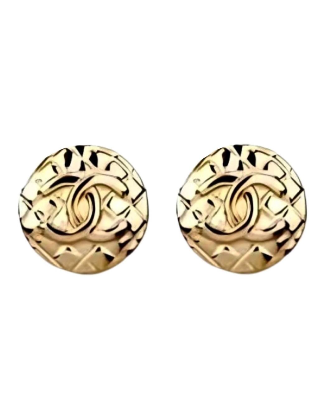 CHANEL Золотые металлические серьги, фото 1