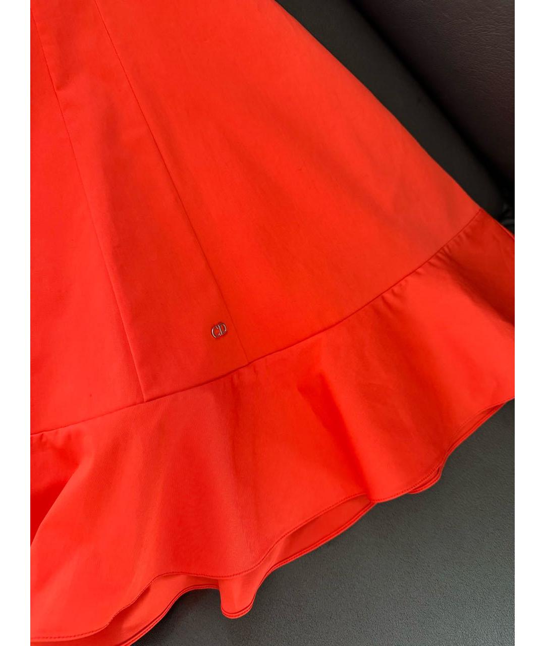CHRISTIAN DIOR Коралловое хлопко-эластановое платье, фото 3