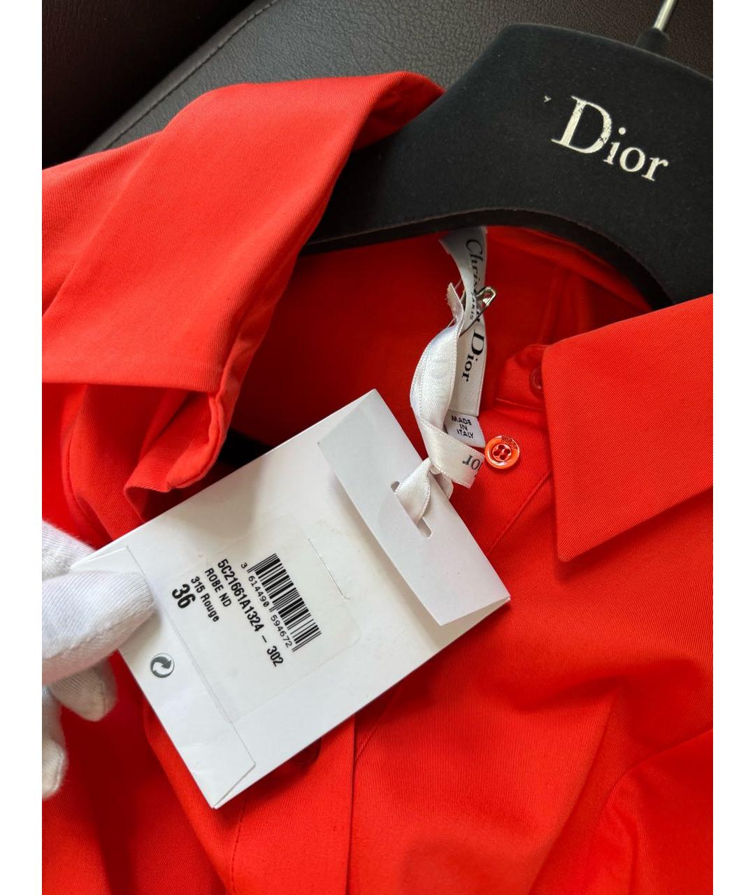 CHRISTIAN DIOR Коралловое хлопко-эластановое платье, фото 8