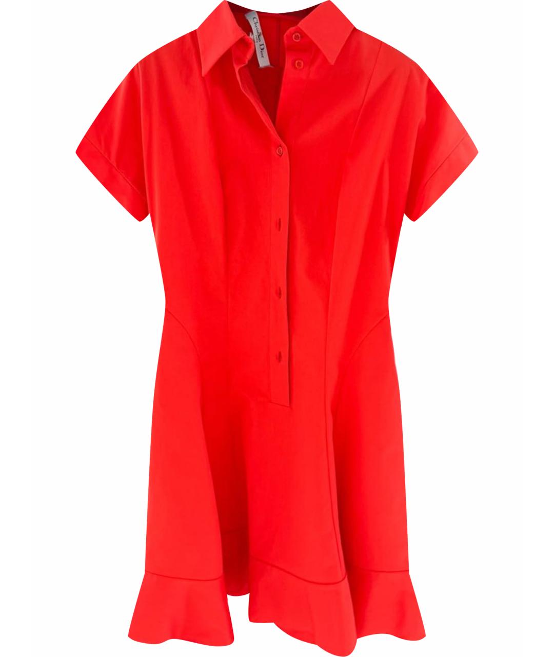 CHRISTIAN DIOR Коралловое хлопко-эластановое платье, фото 1