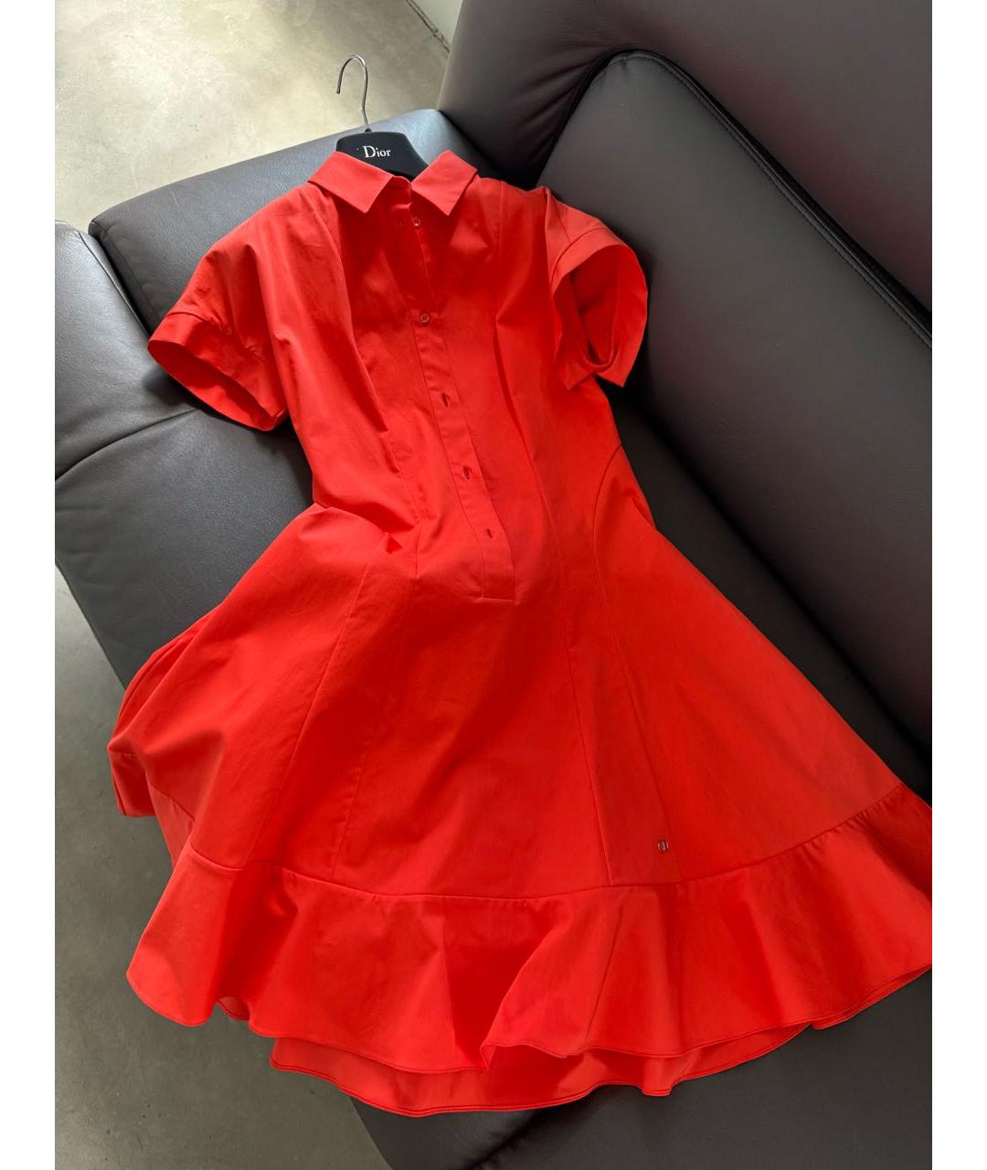 CHRISTIAN DIOR Коралловое хлопко-эластановое платье, фото 4