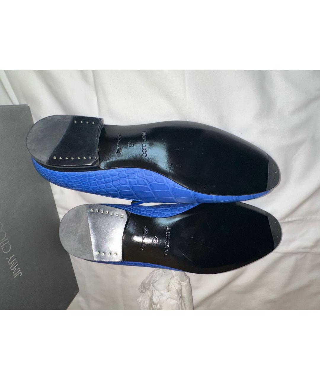 JIMMY CHOO Синие кожаные лоферы, фото 5