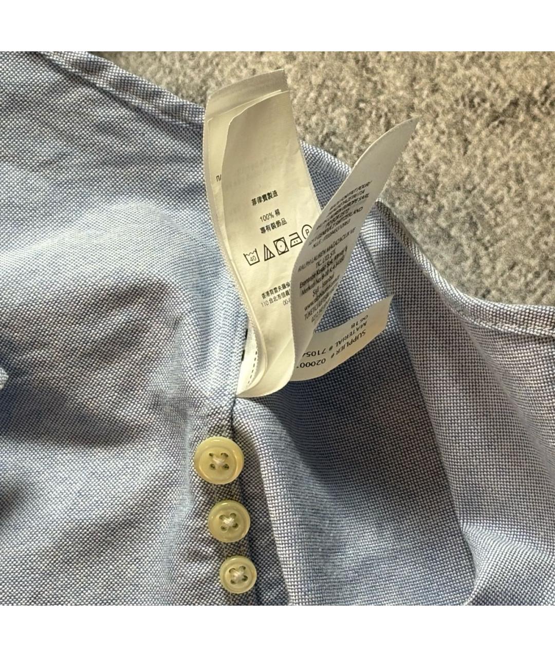 POLO RALPH LAUREN Голубая хлопко-полиэстеровая кэжуал рубашка, фото 4
