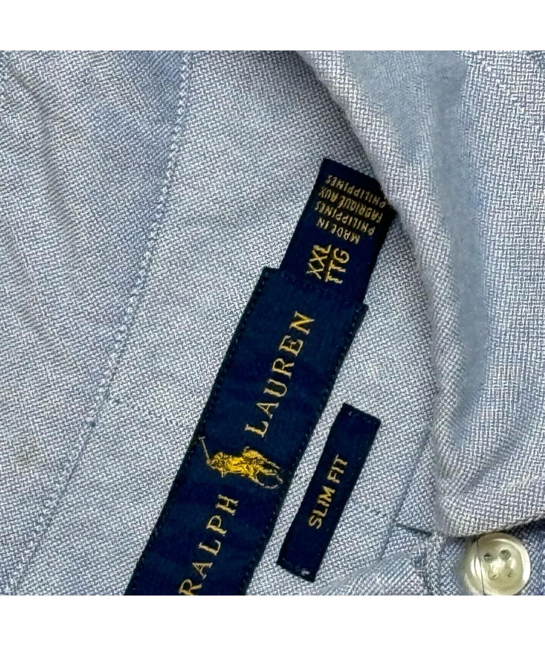POLO RALPH LAUREN Голубая хлопко-полиэстеровая кэжуал рубашка, фото 3