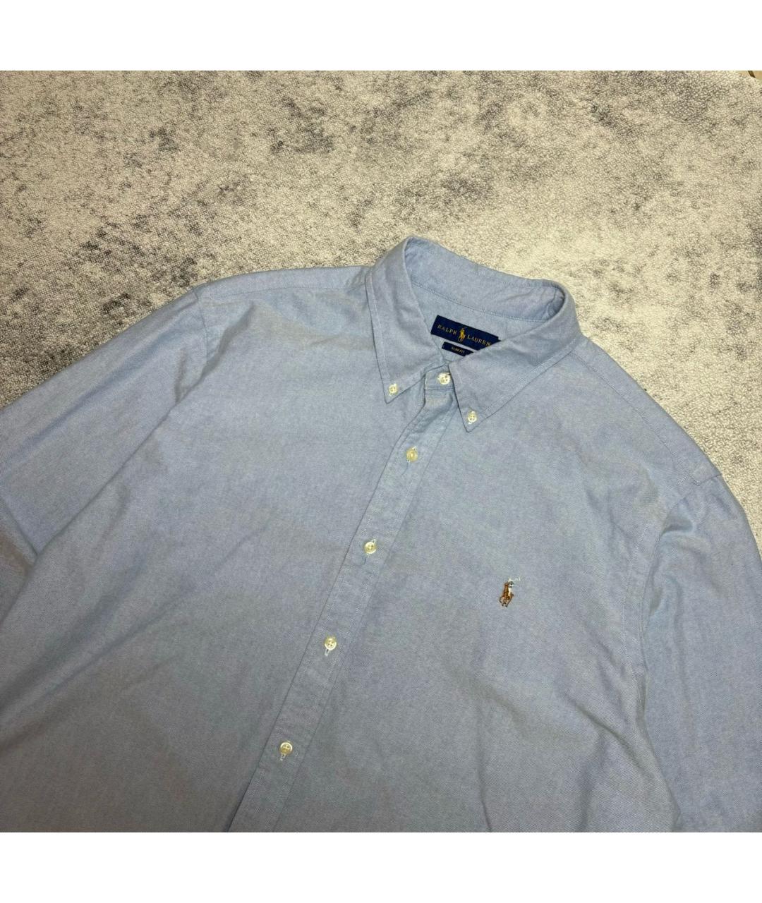 POLO RALPH LAUREN Голубая хлопко-полиэстеровая кэжуал рубашка, фото 2
