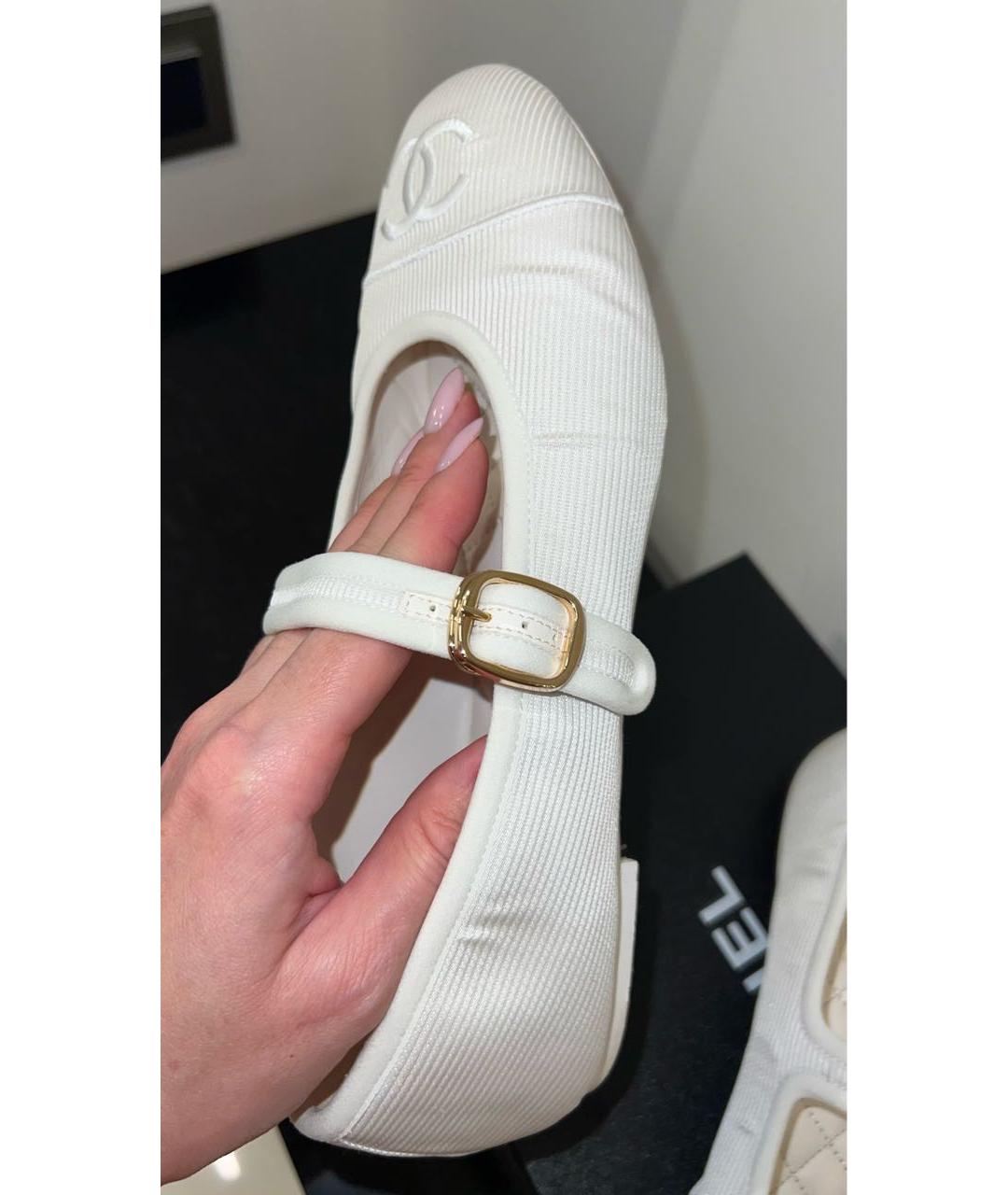 CHANEL Белые кожаные балетки, фото 6