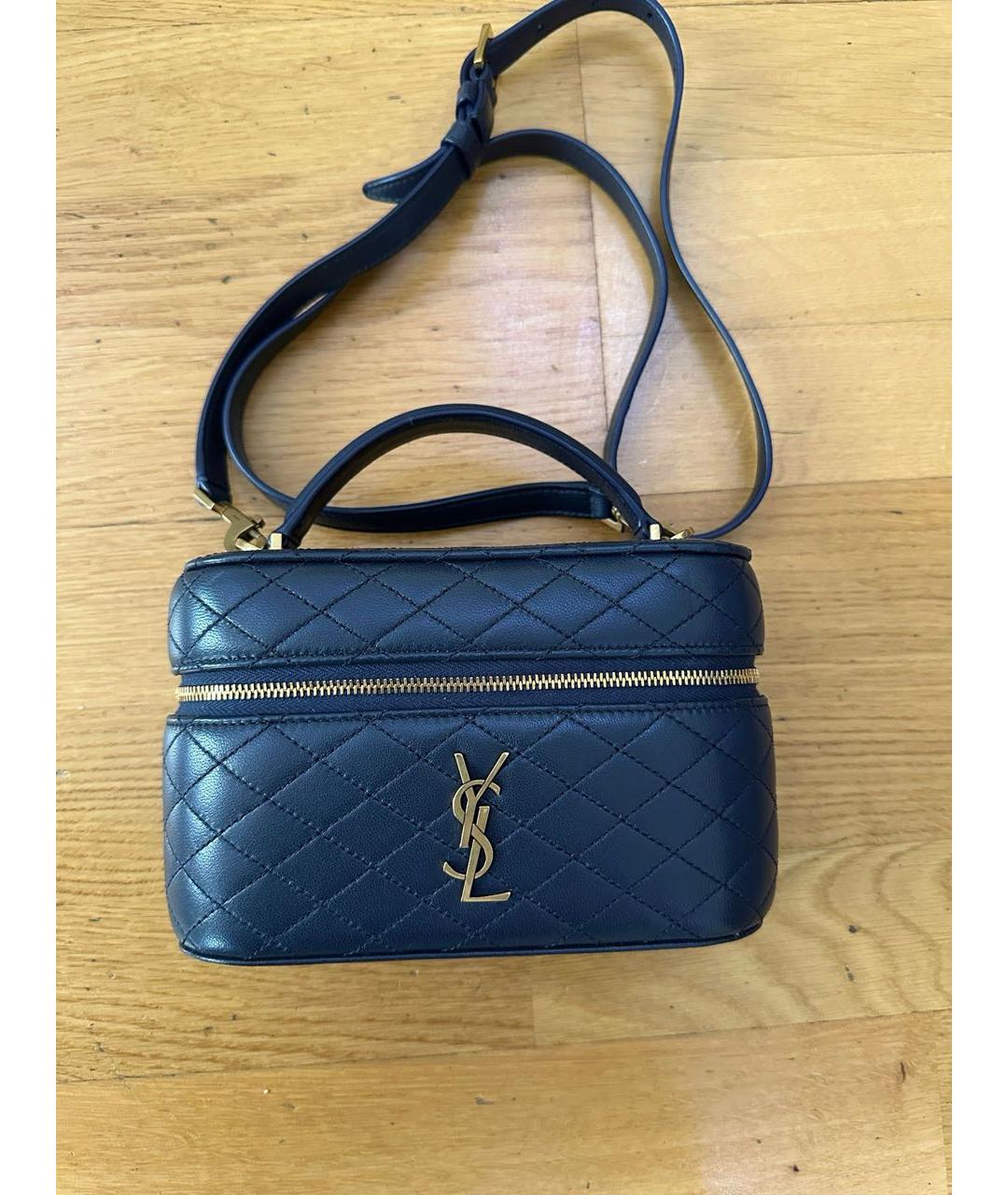 SAINT LAURENT Темно-синяя кожаная сумка через плечо, фото 4