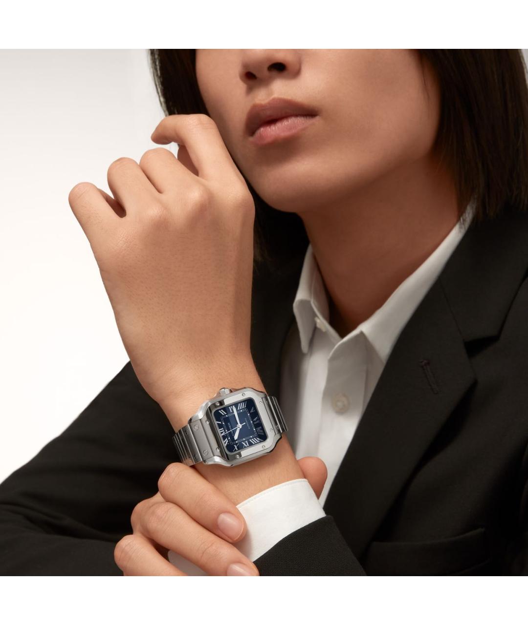 CARTIER Темно-синие металлические часы, фото 2