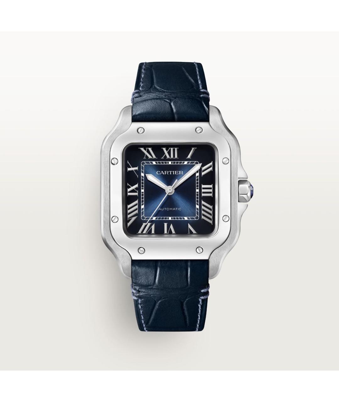 CARTIER Темно-синие металлические часы, фото 6